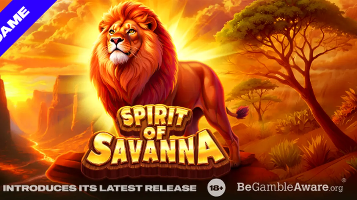 Cenário vibrante da savana africana com elementos de slot Spirit of Savanna