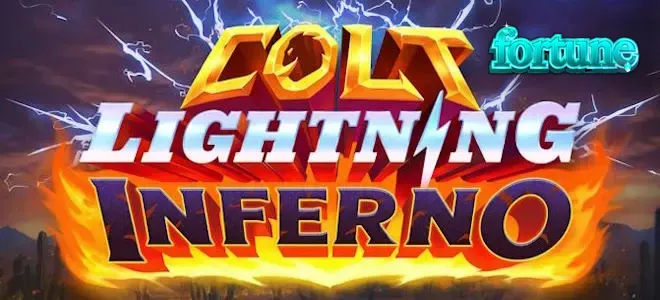 Cena intensa e flamejante do jogo Colt Lightning Inferno