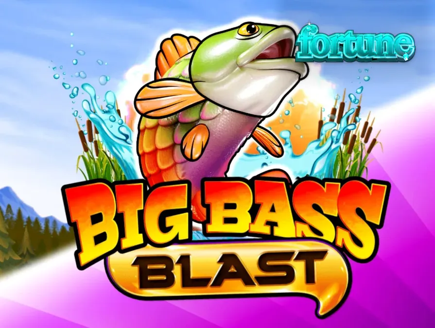 Interface do jogo de slot Big Bass Blast com tema de pesca futurista